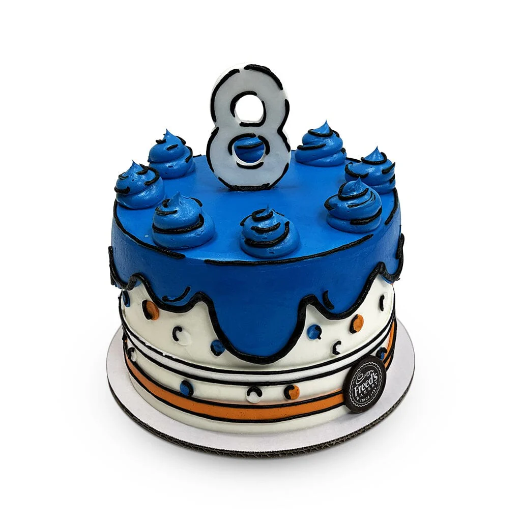 Blue Comic Icing Cake