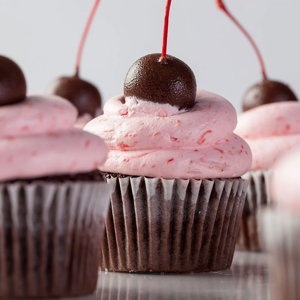 Chocolate Dipped Cherry Vegas Cupcake