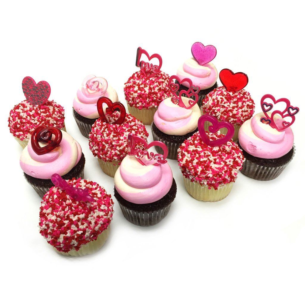 Valentine's Swirls and Sprinkles Cupcakes