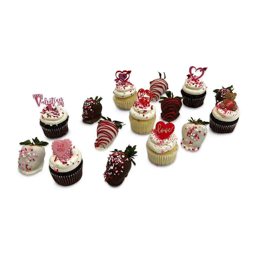 Valentine's Cupcakes & Strawberries Combo
