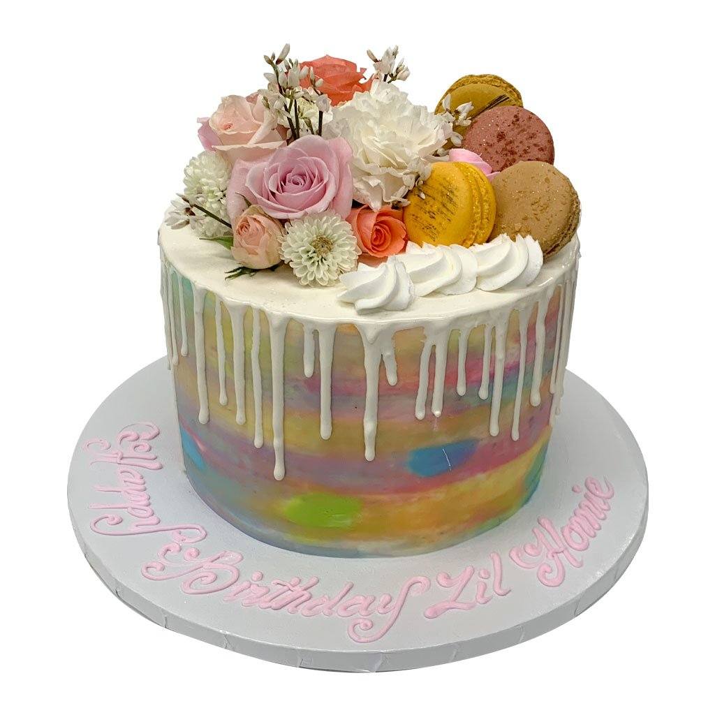 Watercolor Macaron Drip